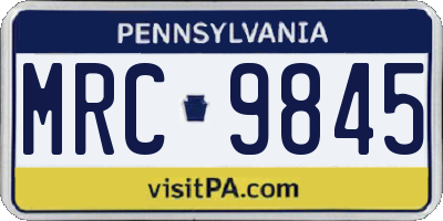 PA license plate MRC9845