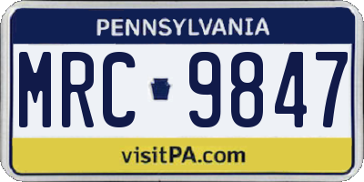 PA license plate MRC9847
