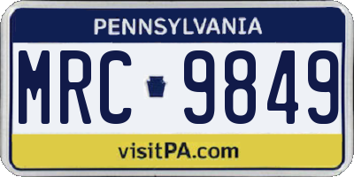 PA license plate MRC9849