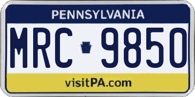 PA license plate MRC9850