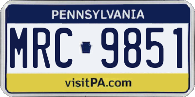 PA license plate MRC9851