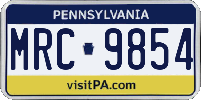 PA license plate MRC9854