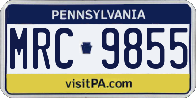 PA license plate MRC9855