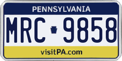 PA license plate MRC9858