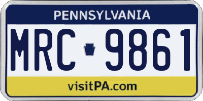PA license plate MRC9861