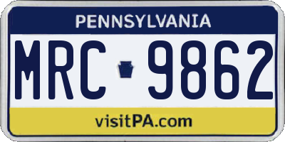 PA license plate MRC9862