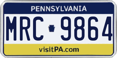 PA license plate MRC9864