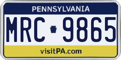 PA license plate MRC9865
