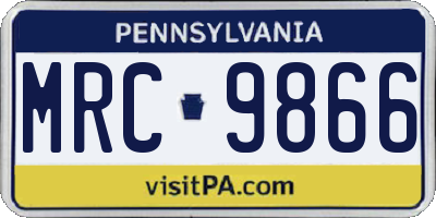 PA license plate MRC9866