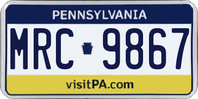 PA license plate MRC9867