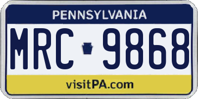 PA license plate MRC9868