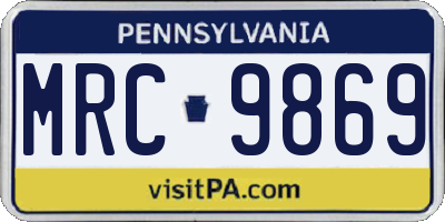 PA license plate MRC9869