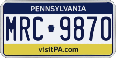 PA license plate MRC9870