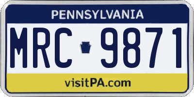 PA license plate MRC9871