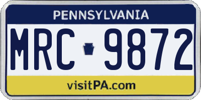 PA license plate MRC9872
