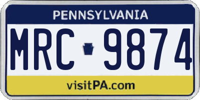 PA license plate MRC9874
