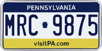 PA license plate MRC9875