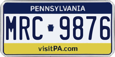 PA license plate MRC9876