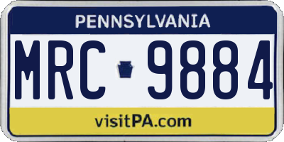 PA license plate MRC9884