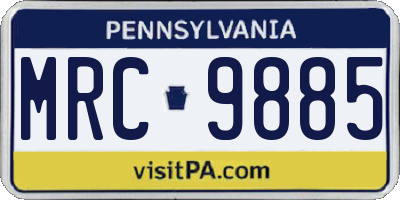 PA license plate MRC9885