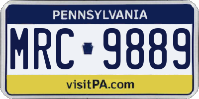 PA license plate MRC9889