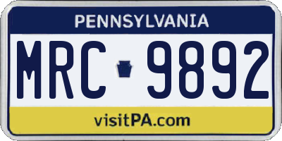 PA license plate MRC9892