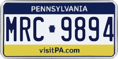 PA license plate MRC9894