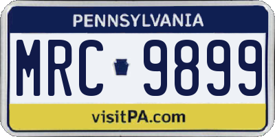 PA license plate MRC9899