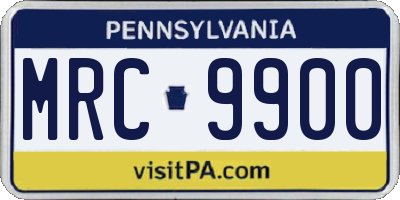 PA license plate MRC9900