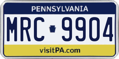 PA license plate MRC9904