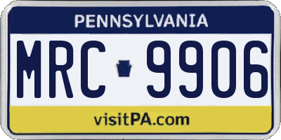 PA license plate MRC9906
