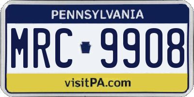 PA license plate MRC9908