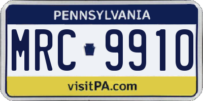 PA license plate MRC9910