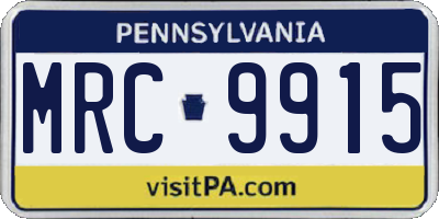 PA license plate MRC9915