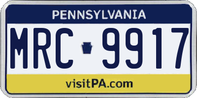 PA license plate MRC9917