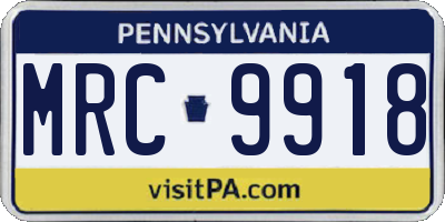 PA license plate MRC9918