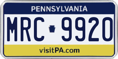 PA license plate MRC9920