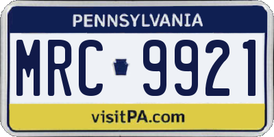 PA license plate MRC9921