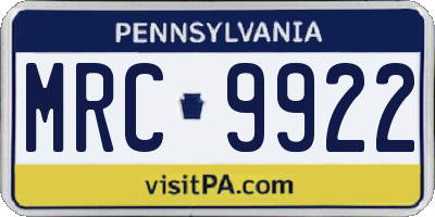 PA license plate MRC9922