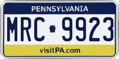PA license plate MRC9923