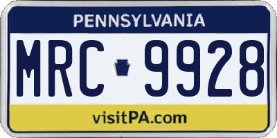 PA license plate MRC9928