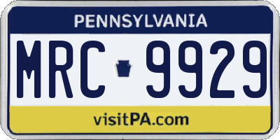 PA license plate MRC9929