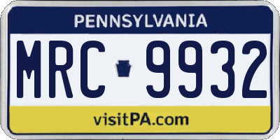 PA license plate MRC9932