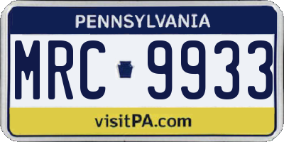 PA license plate MRC9933