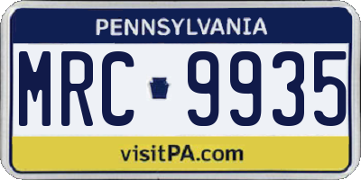 PA license plate MRC9935