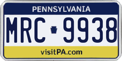 PA license plate MRC9938