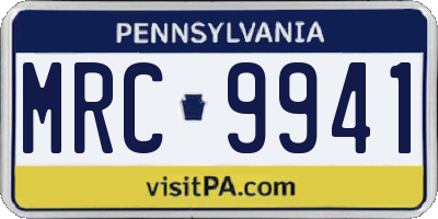 PA license plate MRC9941