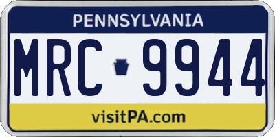 PA license plate MRC9944