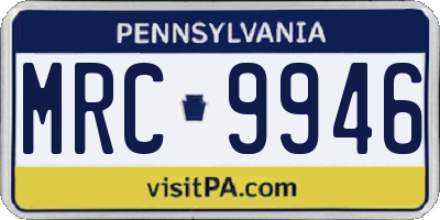 PA license plate MRC9946