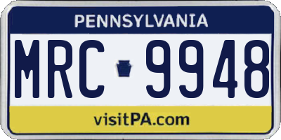 PA license plate MRC9948